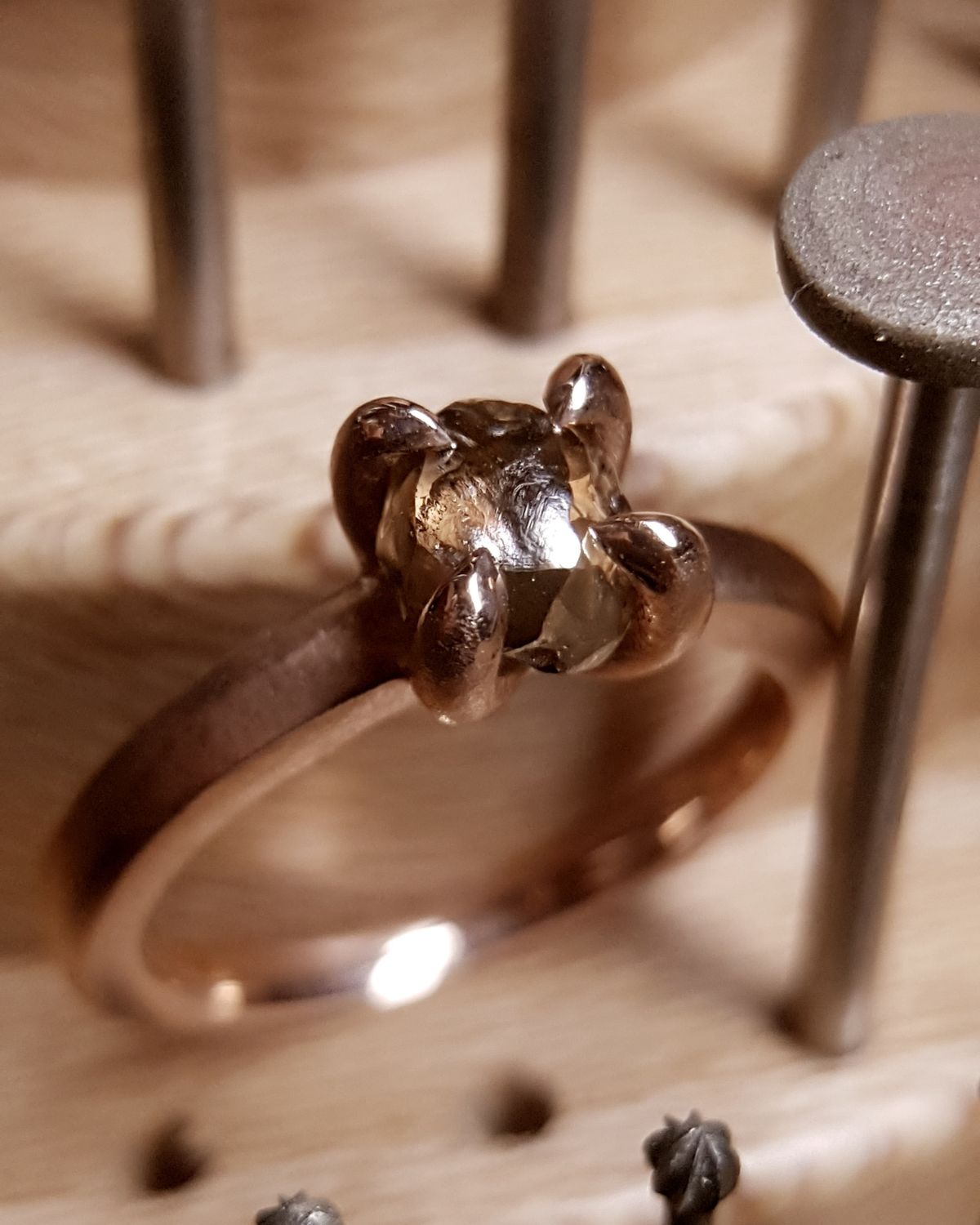 1.87 ct. - Warm Champagne Colored Rough Diamond in Rose Gold