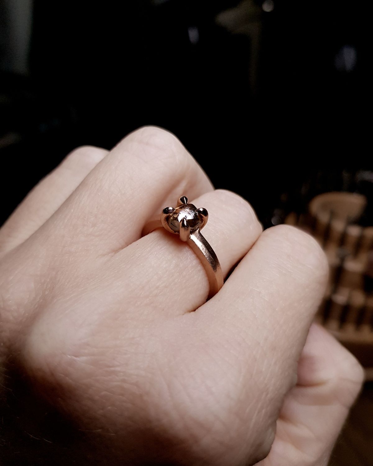 1.87 ct. - Warm Champagne Colored Rough Diamond in Rose Gold