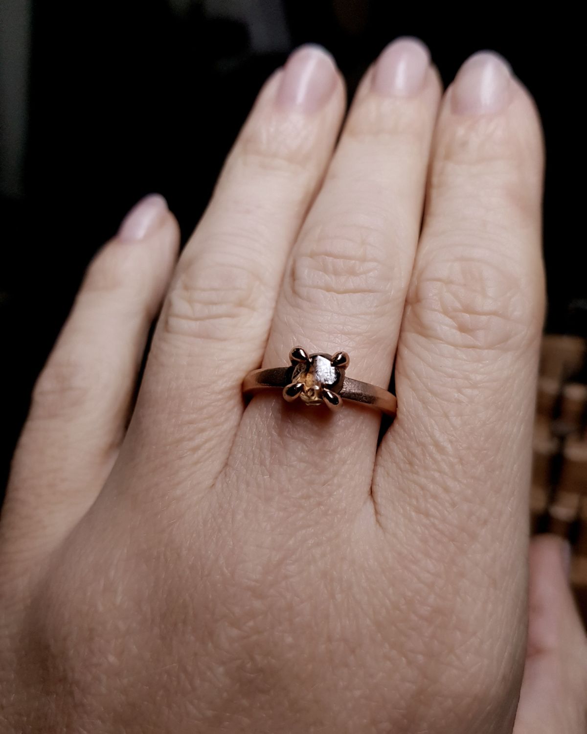 1.87 ct. - Warm Champagne Colored Rough Diamond in Rose Gold