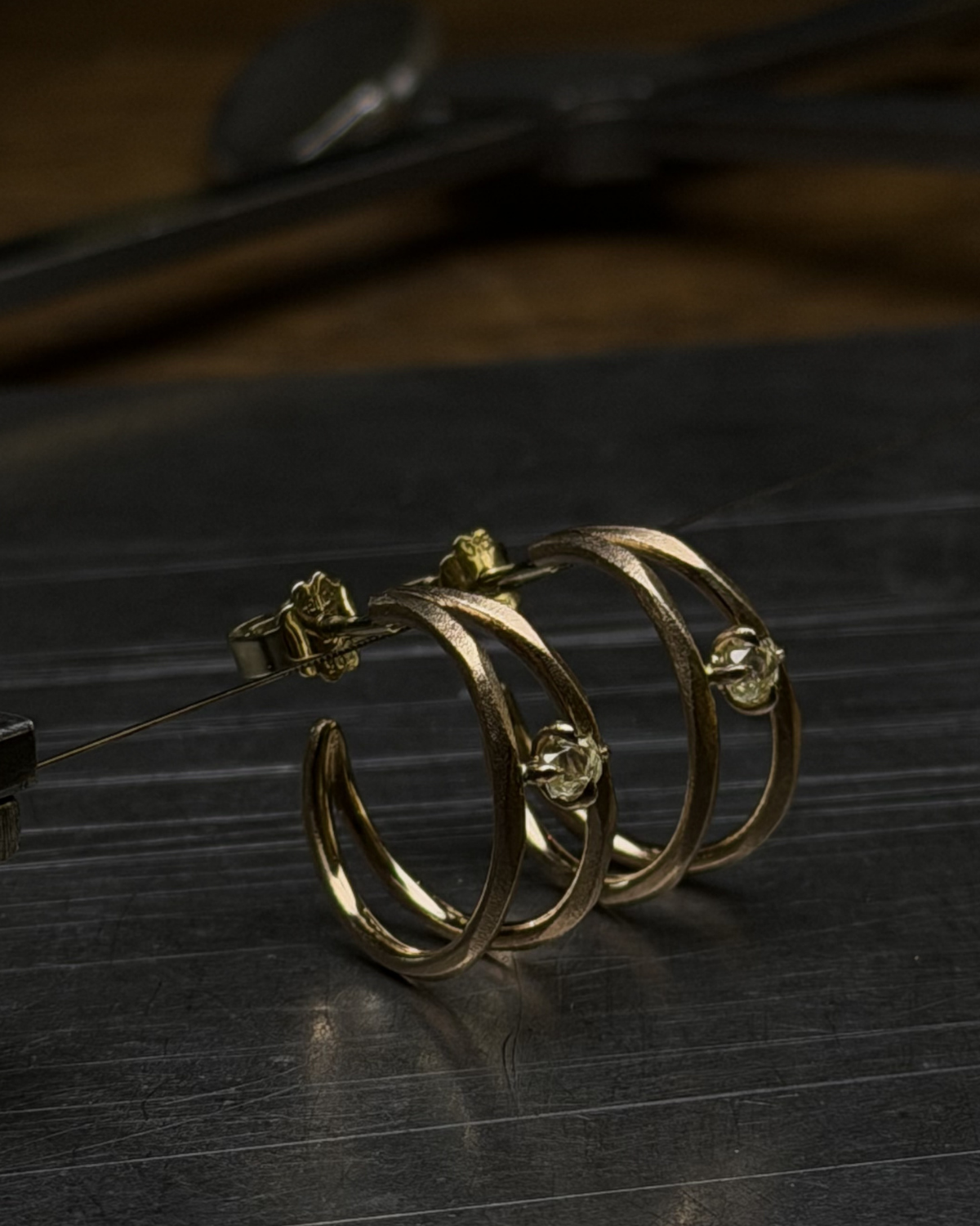 0.36 ct. - Rå Diamanter i Guldcreoler