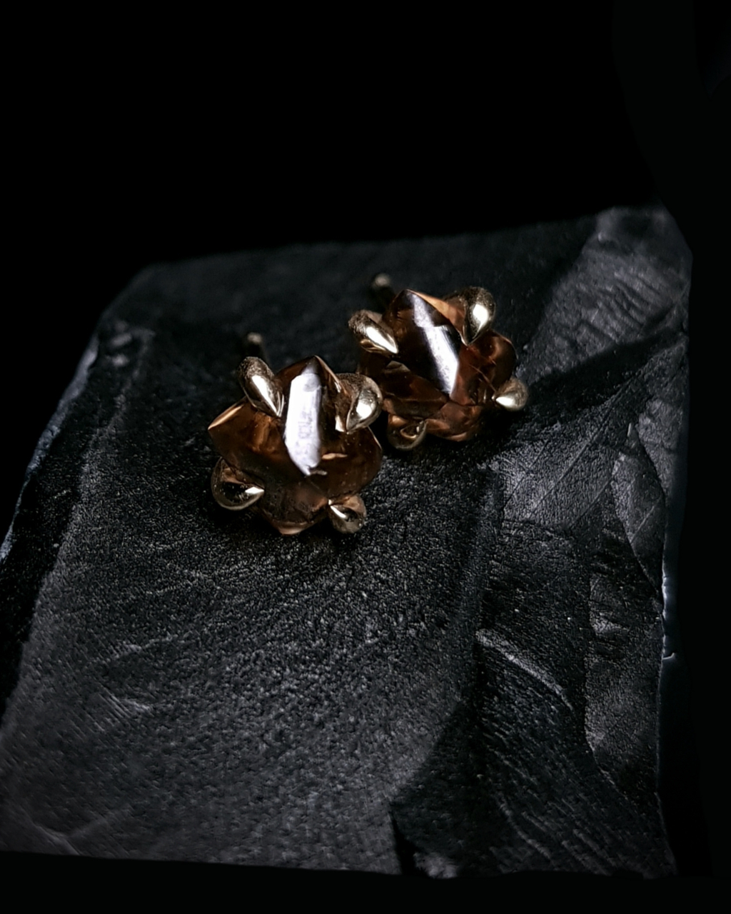 4.38 ct. - Golden Brown Octahedron Ear Studs