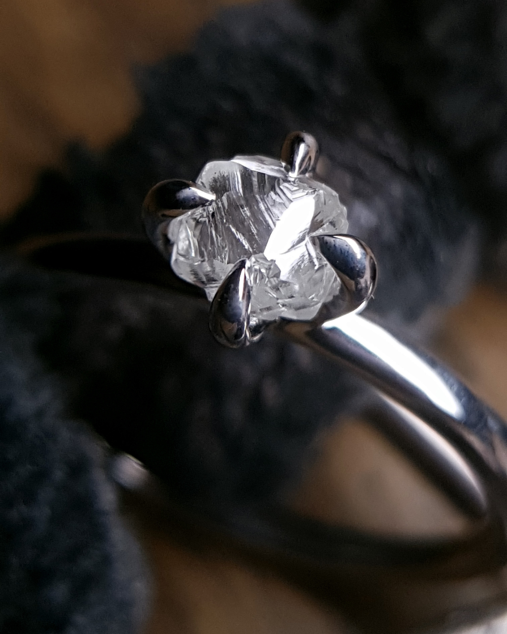 0.88 ct. - Rough Canadian Beauty Diamond White Gold Ring