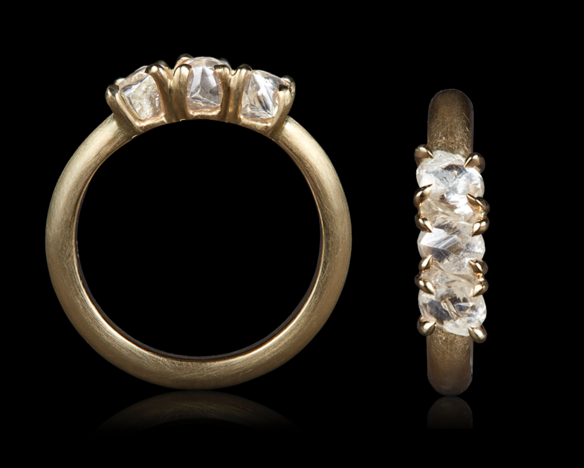 2.00 ct. - Rå Diamanter i en Håndlavet Alliance Guldring
