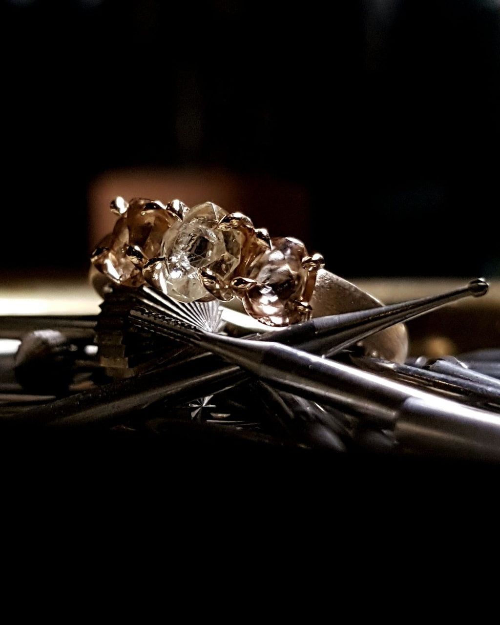 2.02 ct. - Raw Diamonds in a Row Gold Ring