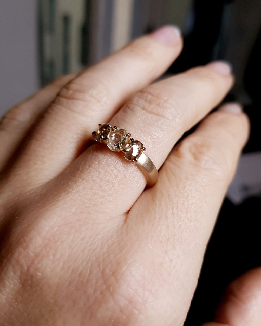 2.02 ct. - Raw Diamonds in a Row Gold Ring