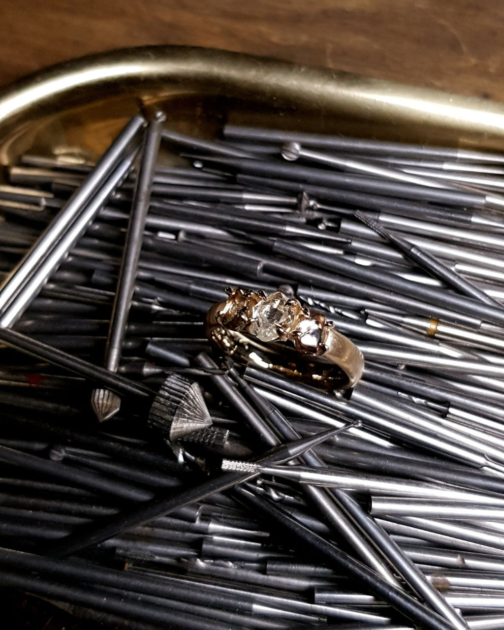 2.02 ct. - Raw Diamonds in a Row Gold Ring