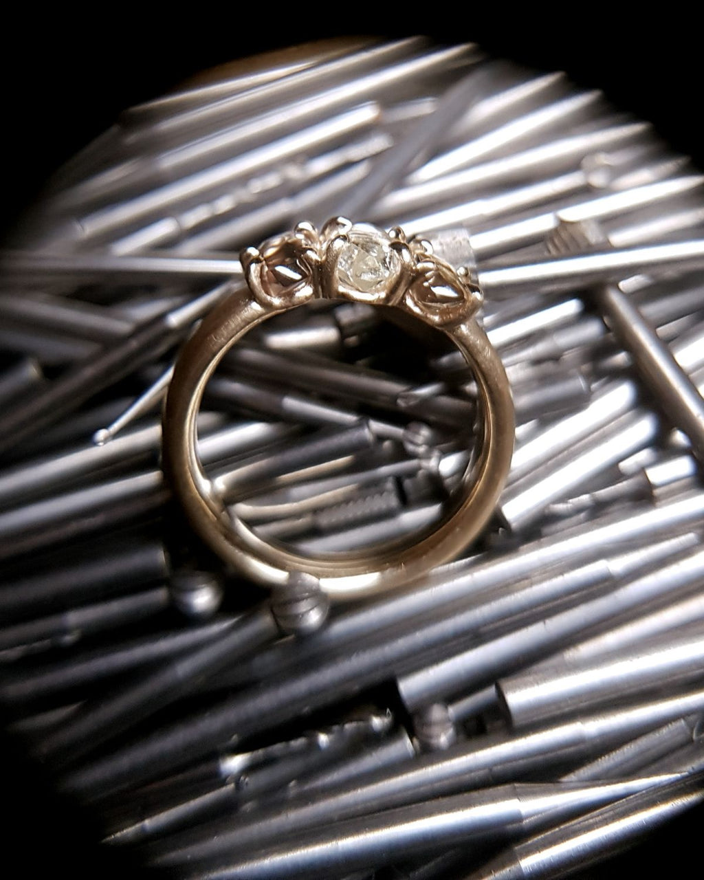 2.02 ct. - Raw Diamonds in a Row Gold Ring