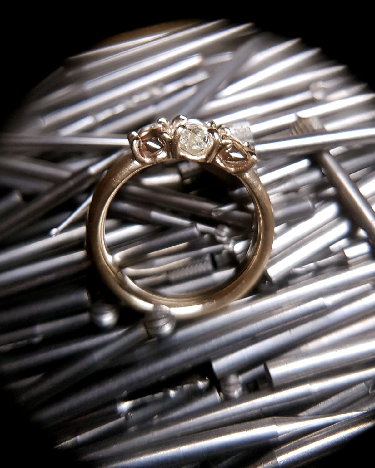 2.02 ct. - Raw Diamonds in a Row Gold Ring