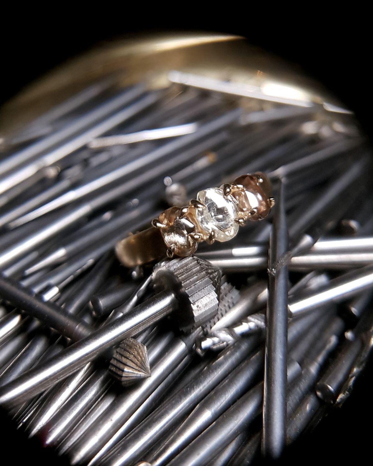 2.02 ct. - Raw Diamonds in a Row Gold Ring