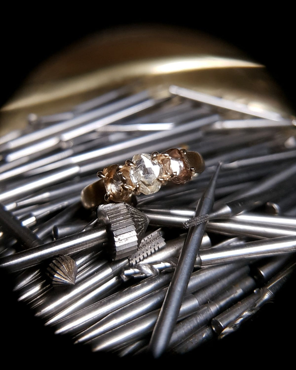 2.02 ct. - Raw Diamonds in a Row Gold Ring