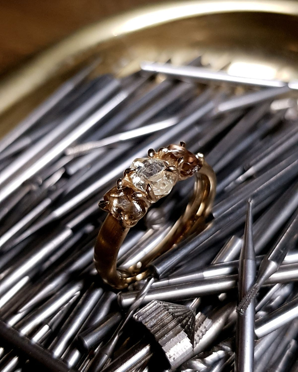 2.02 ct. - Raw Diamonds in a Row Gold Ring