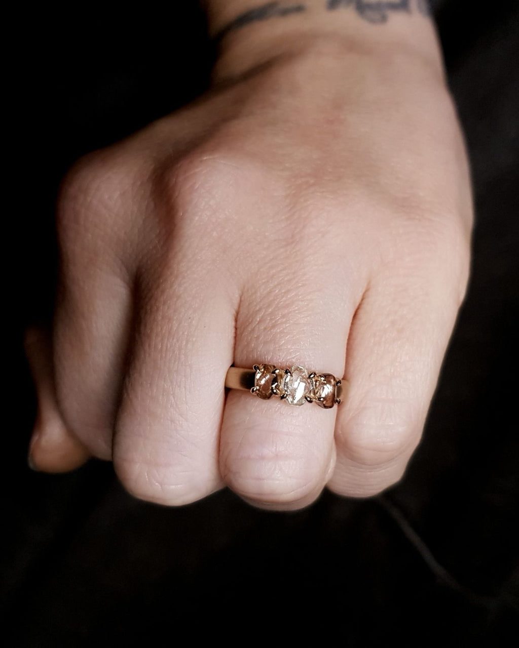 2.02 ct. - Raw Diamonds in a Row Gold Ring