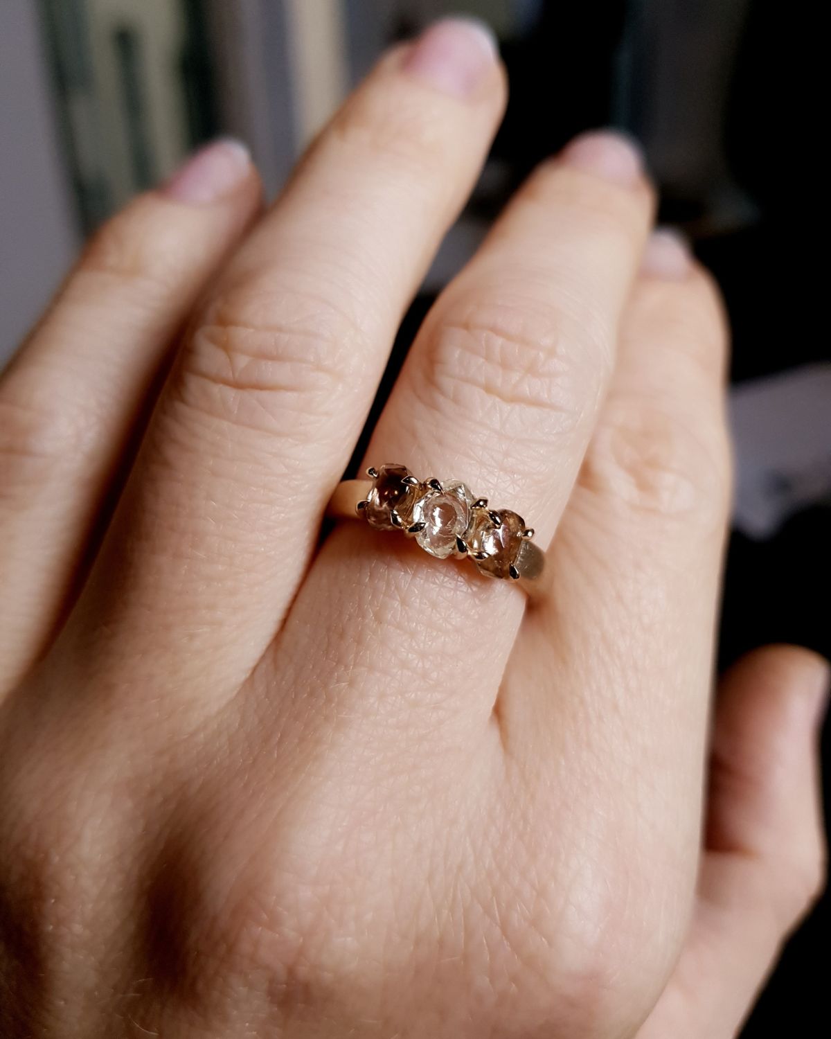 2.02 ct. - Raw Diamonds in a Row Gold Ring