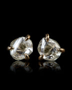 2.08 ct. – Breathtaking Clear Rough Diamond Gold Earrings
