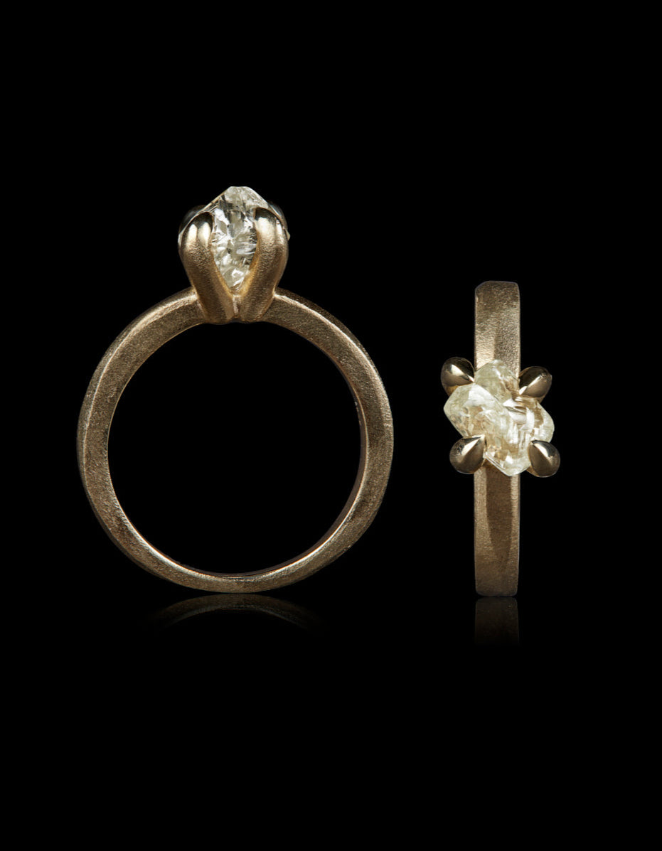 Raw Octahedron Diamond Gold Ring Engagement Ring Copenhagen