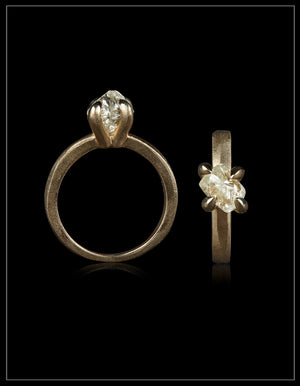 Raw Octahedron Diamond Gold Ring – 2.17 ct.