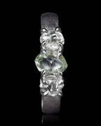 2.19 ct. – Green & White Trio Rough Diamond White Gold Ring