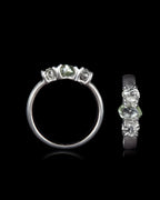 2.19 ct. – Green & White Trio Rough Diamond White Gold Ring