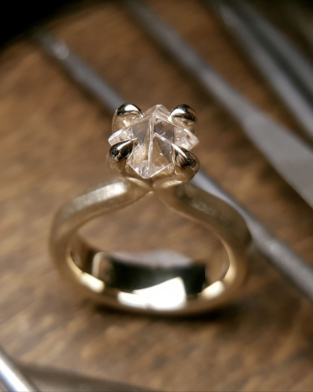 2.41 ct. - Raw Diamond Princess Gold Ring