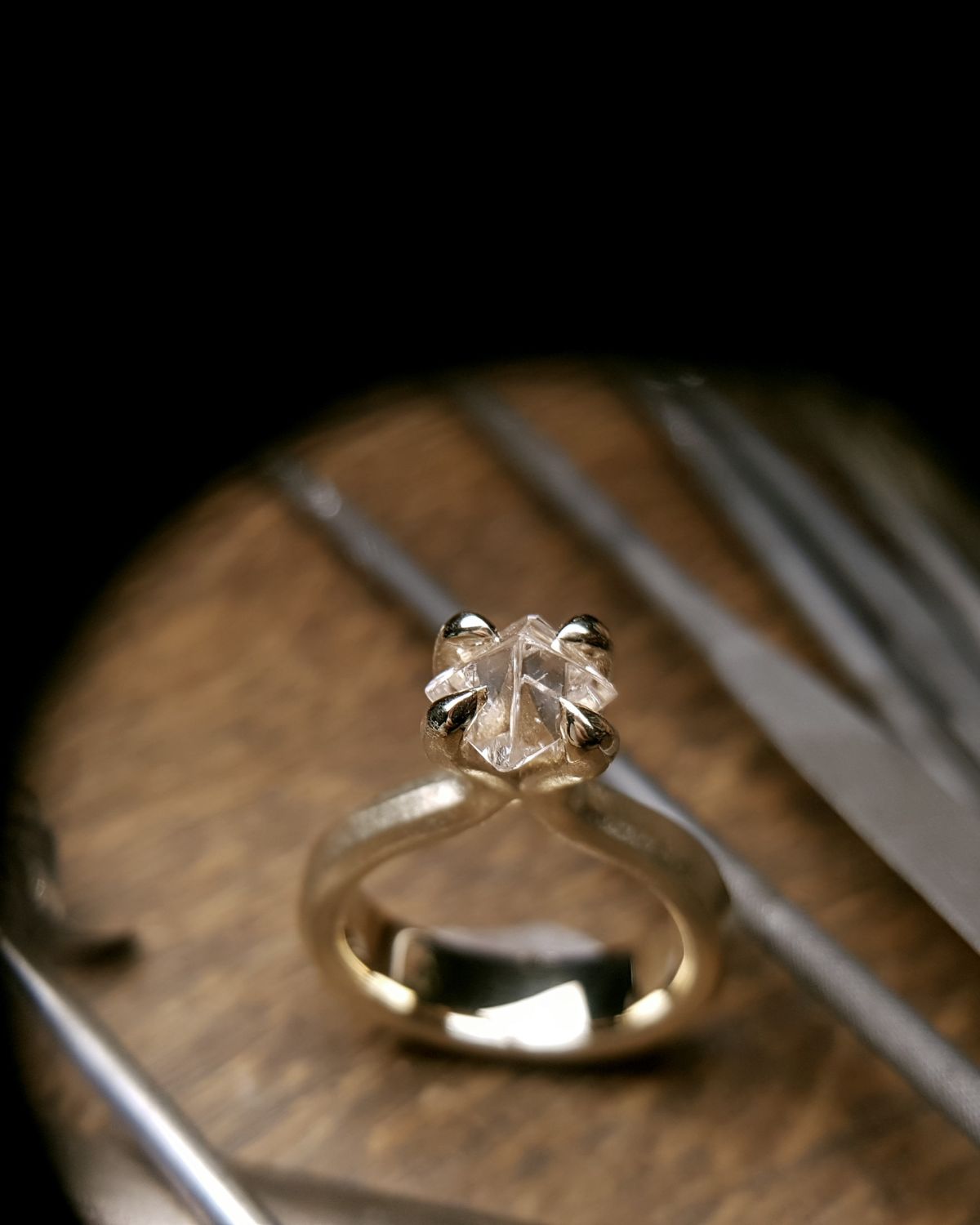 2.41 ct. - Raw Diamond Princess Gold Ring