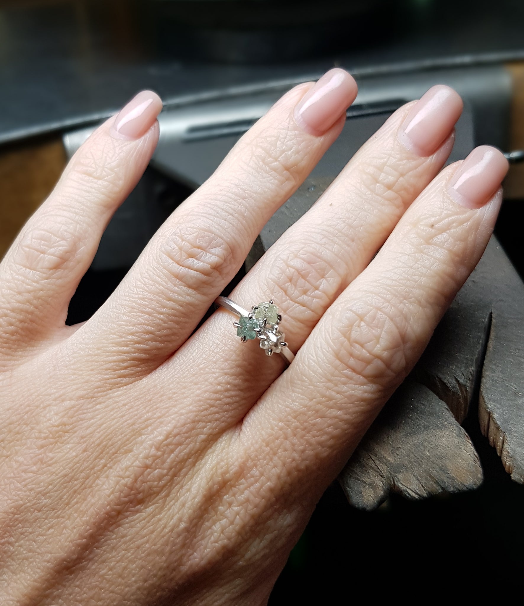 75CT Pear-Shaped Faceted Diamond Slice Ring – KFK, Inc.