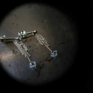 Uncut Diamonds in Gold Chain Earrings – 1.22 ct.