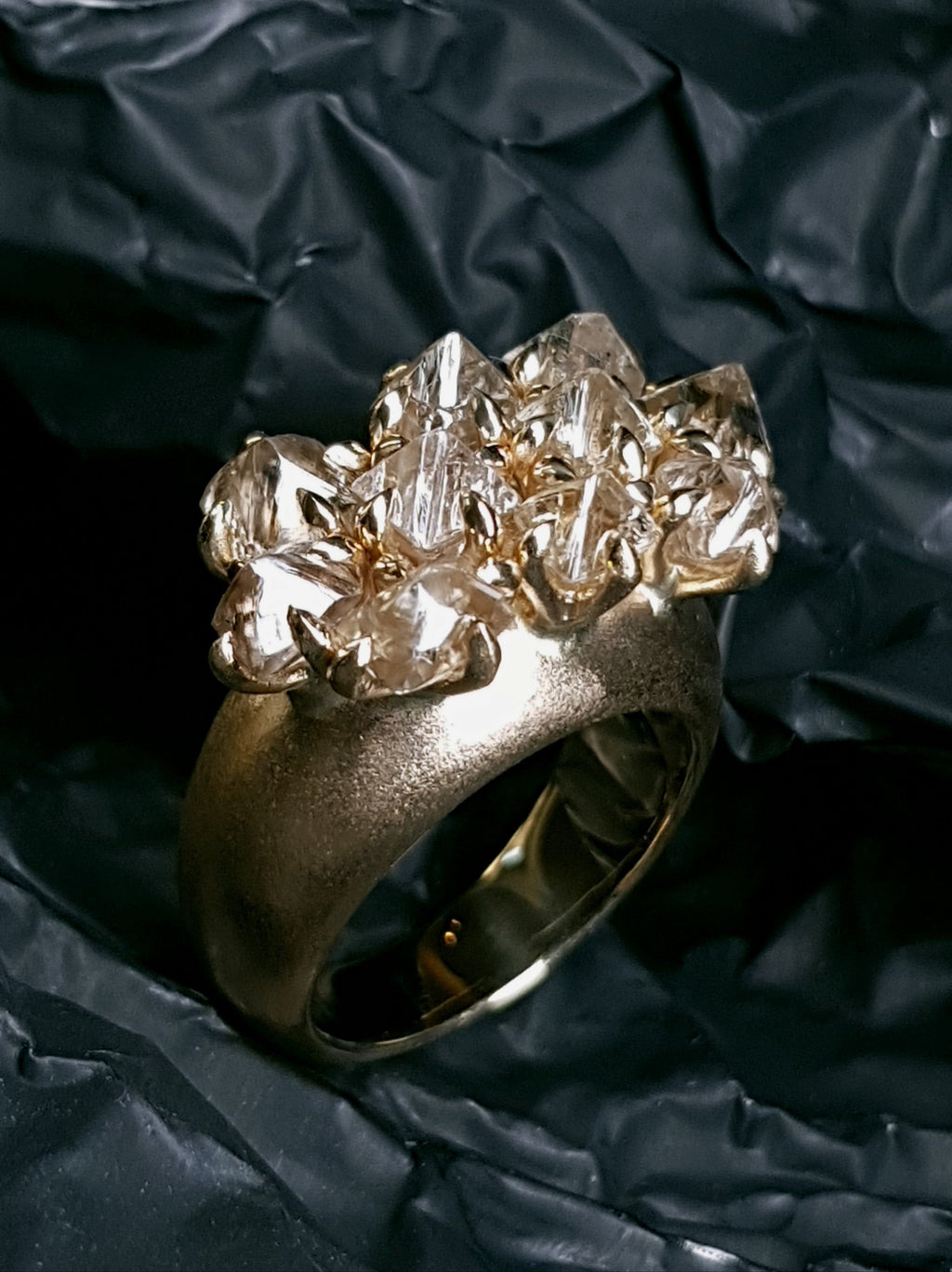 Uncut Octahedron Diamonds in Cocktail Ring – 7.25 ct.