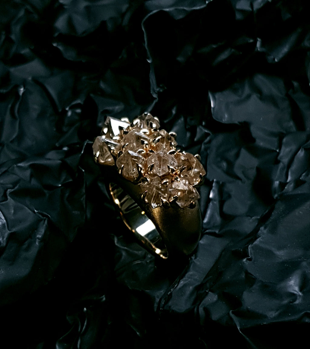 Uncut Octahedron Diamonds in Cocktail Ring – 7.25 ct.