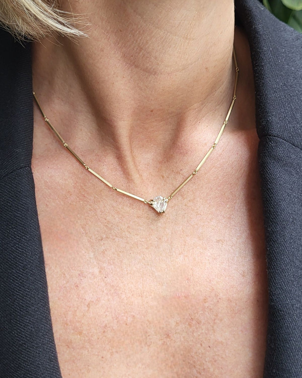 2.60 ct. Raw Diamond Pentagon Necklace