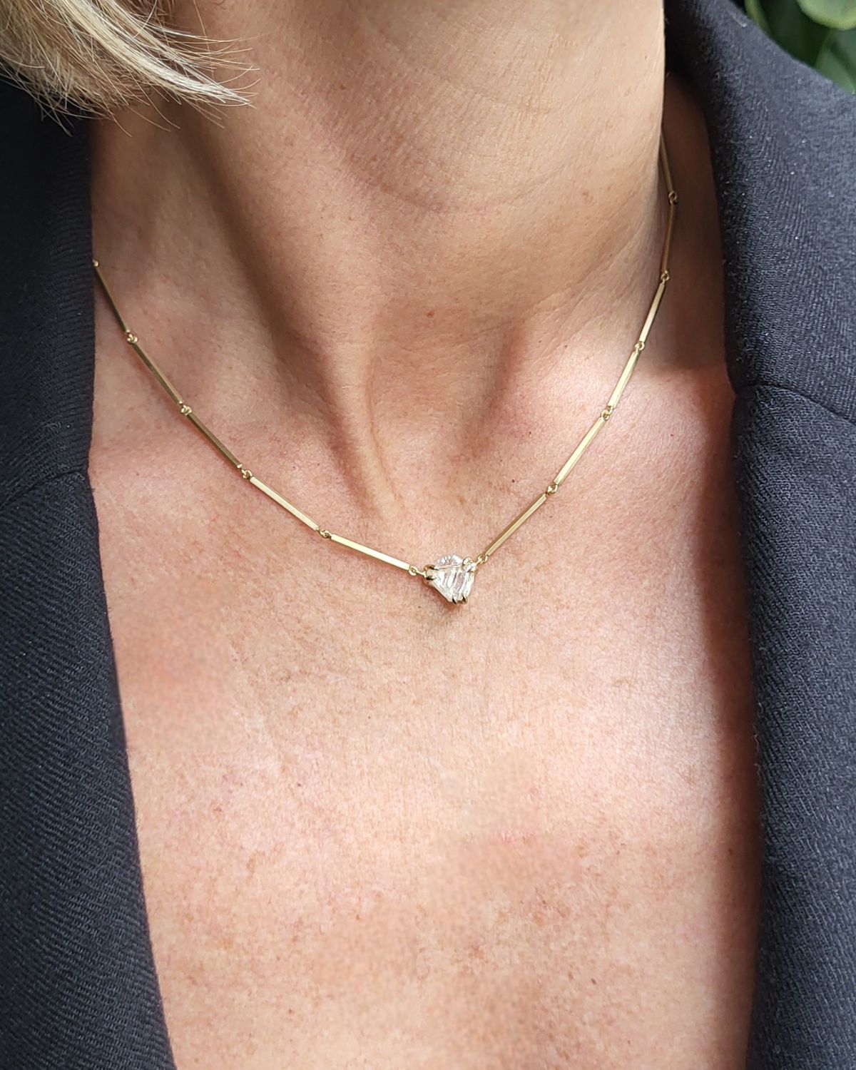 2.60 ct. Raw Diamond Pentagon Necklace