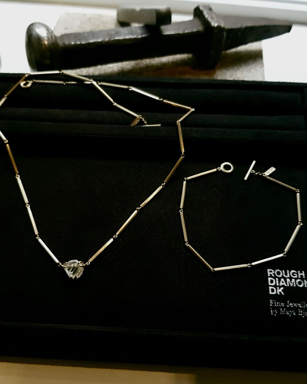 2.60 ct. Raw Diamond Pentagon Necklace