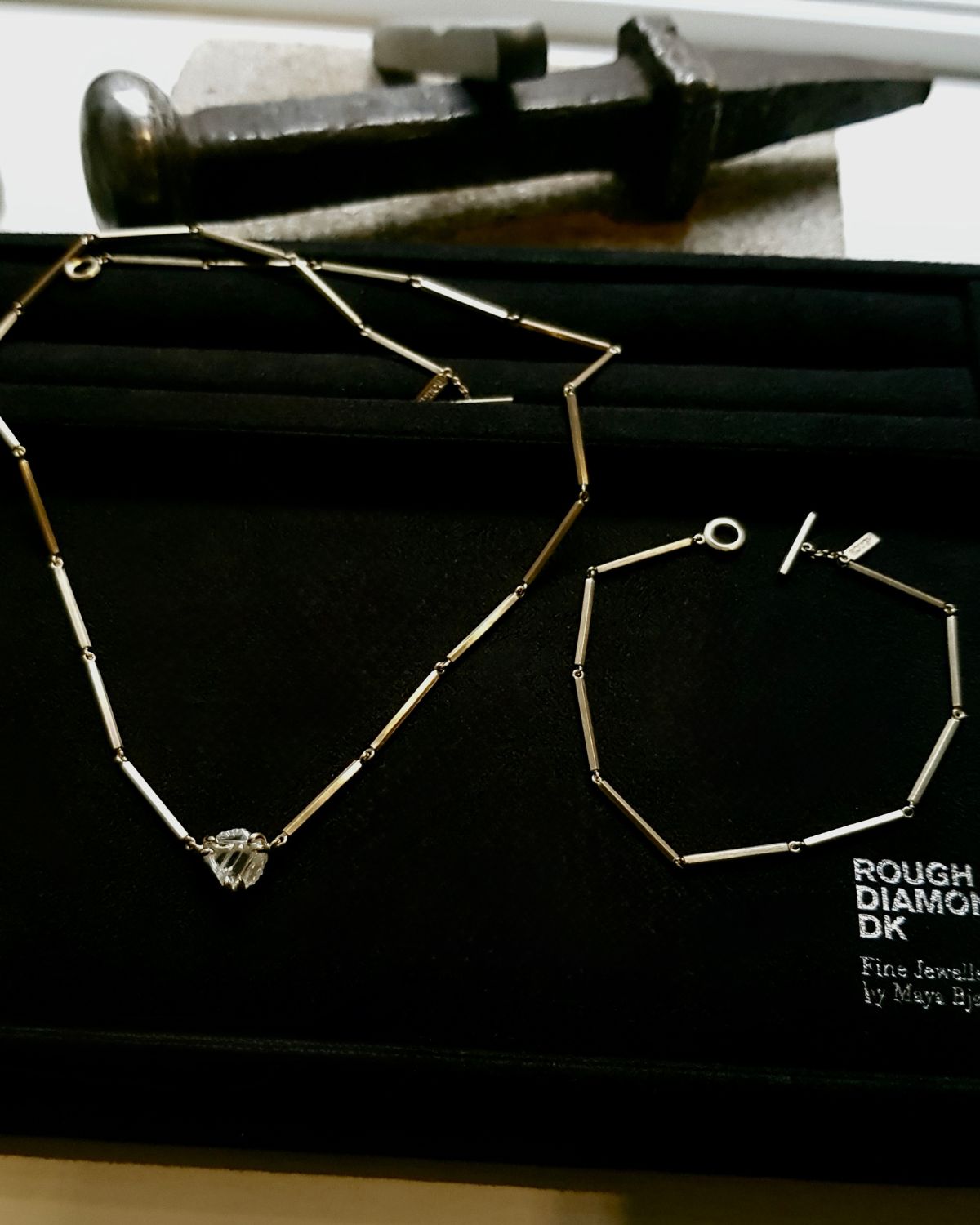2.60 ct. Raw Diamond Pentagon Necklace