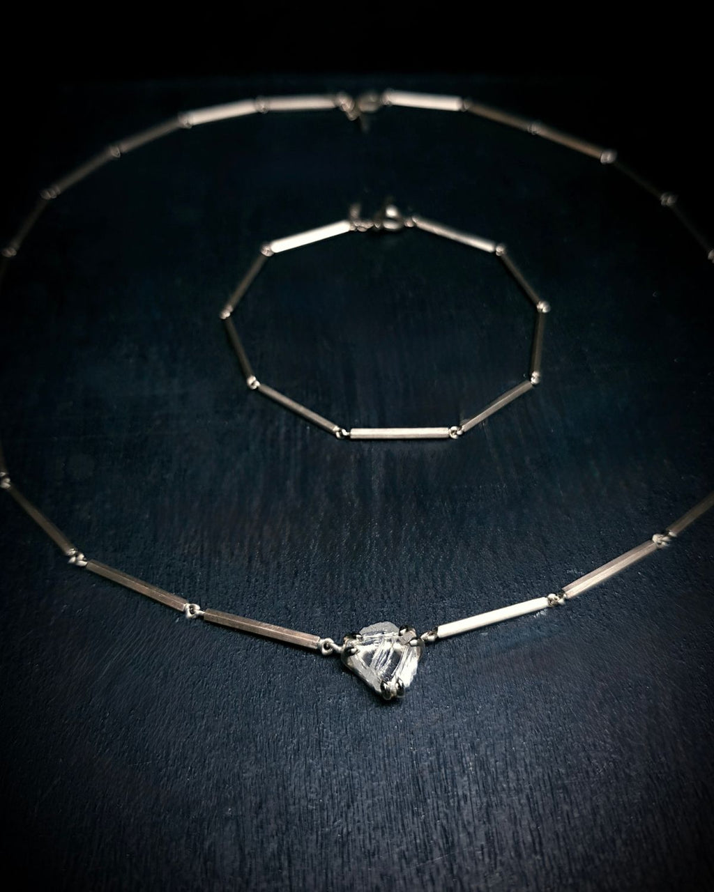 2.60 ct. Raw Diamond Pentagon Necklace