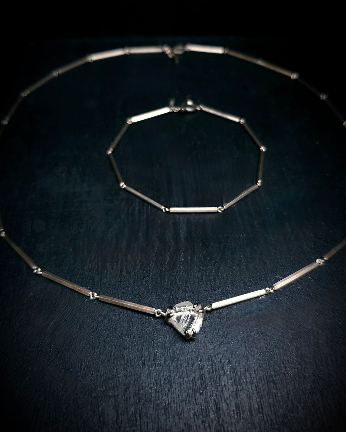 2.60 ct. Raw Diamond Pentagon Necklace