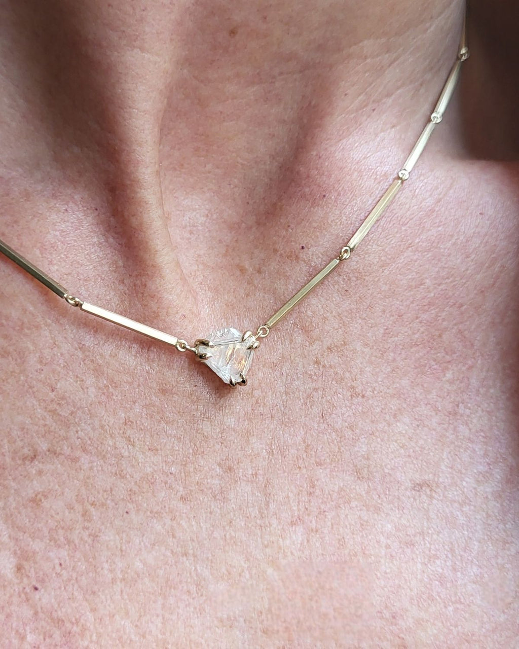 2.60 ct. Raw Diamond Pentagon Necklace