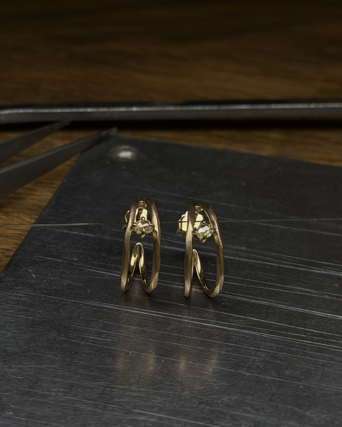 0.36 ct. - Diamond Suns Gold Creole Earrings