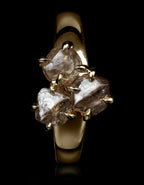 Australian Raw Diamonds in Glossy Gold Ring - 3.25 ct.