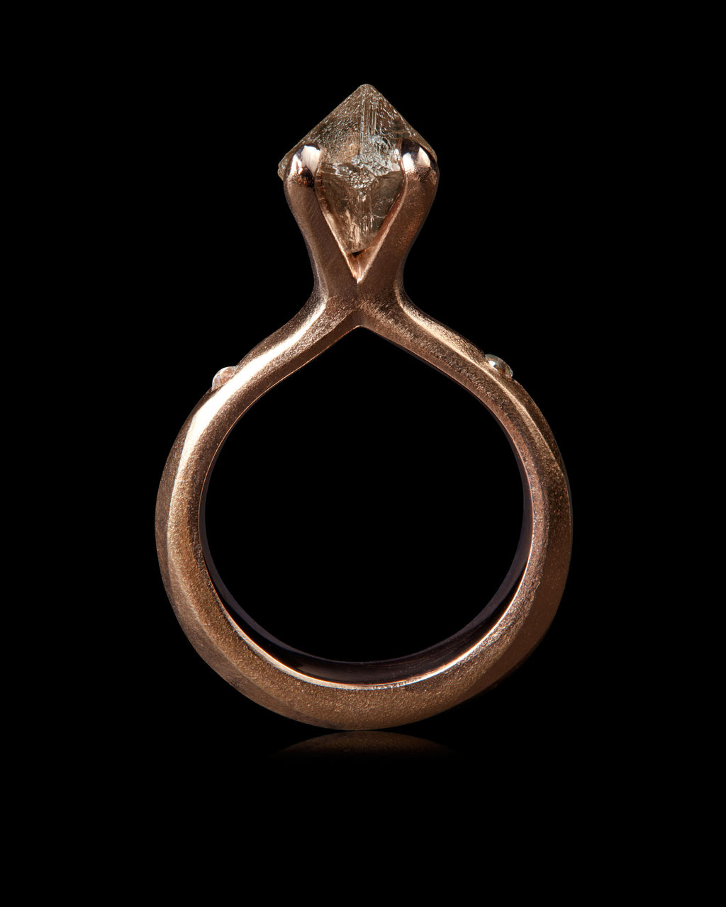 3.45 ct. - Champagne Octahedron Diamond Rose Gold Ring
