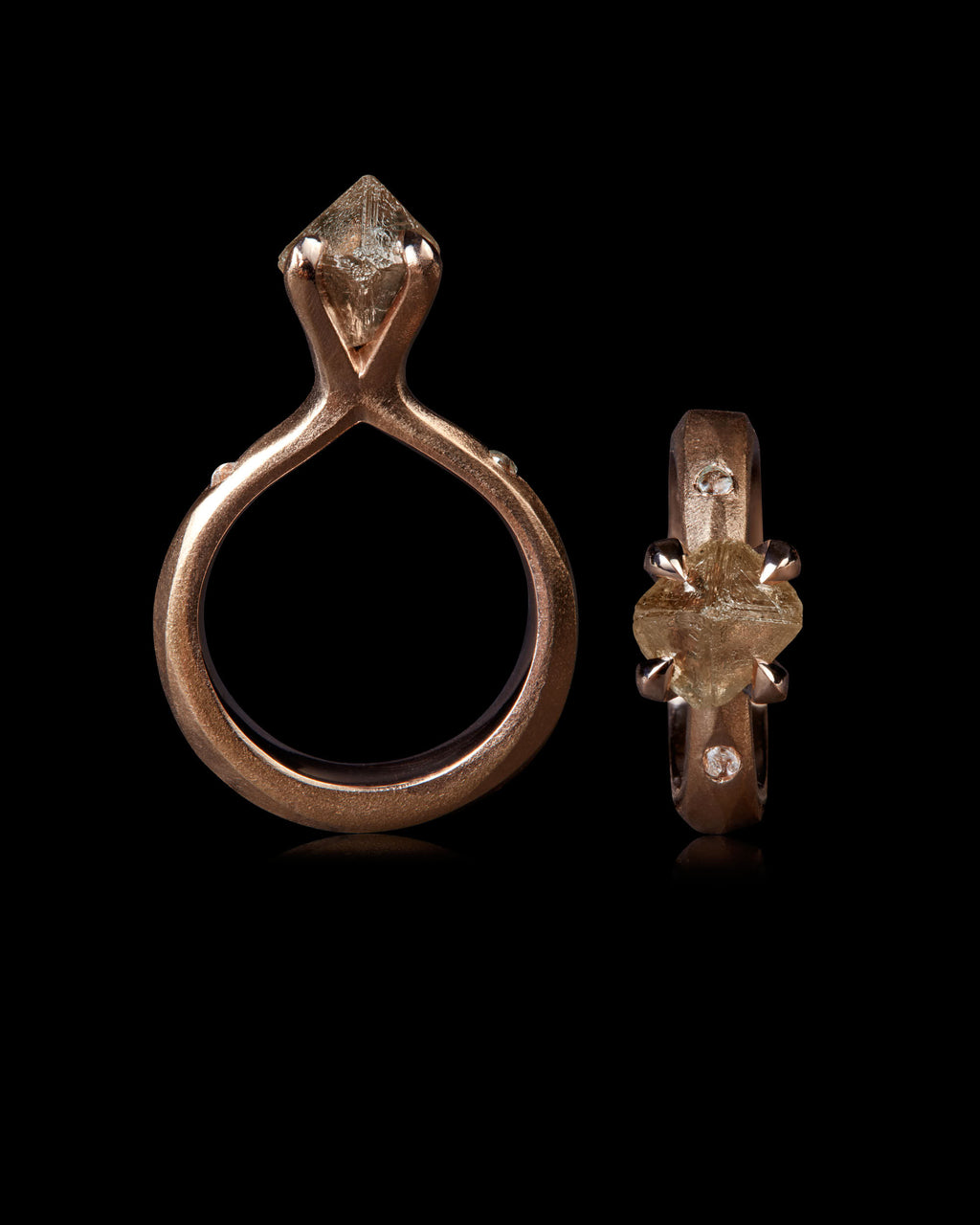 3.45 ct. - Champagne Octahedron Diamond Rose Gold Ring