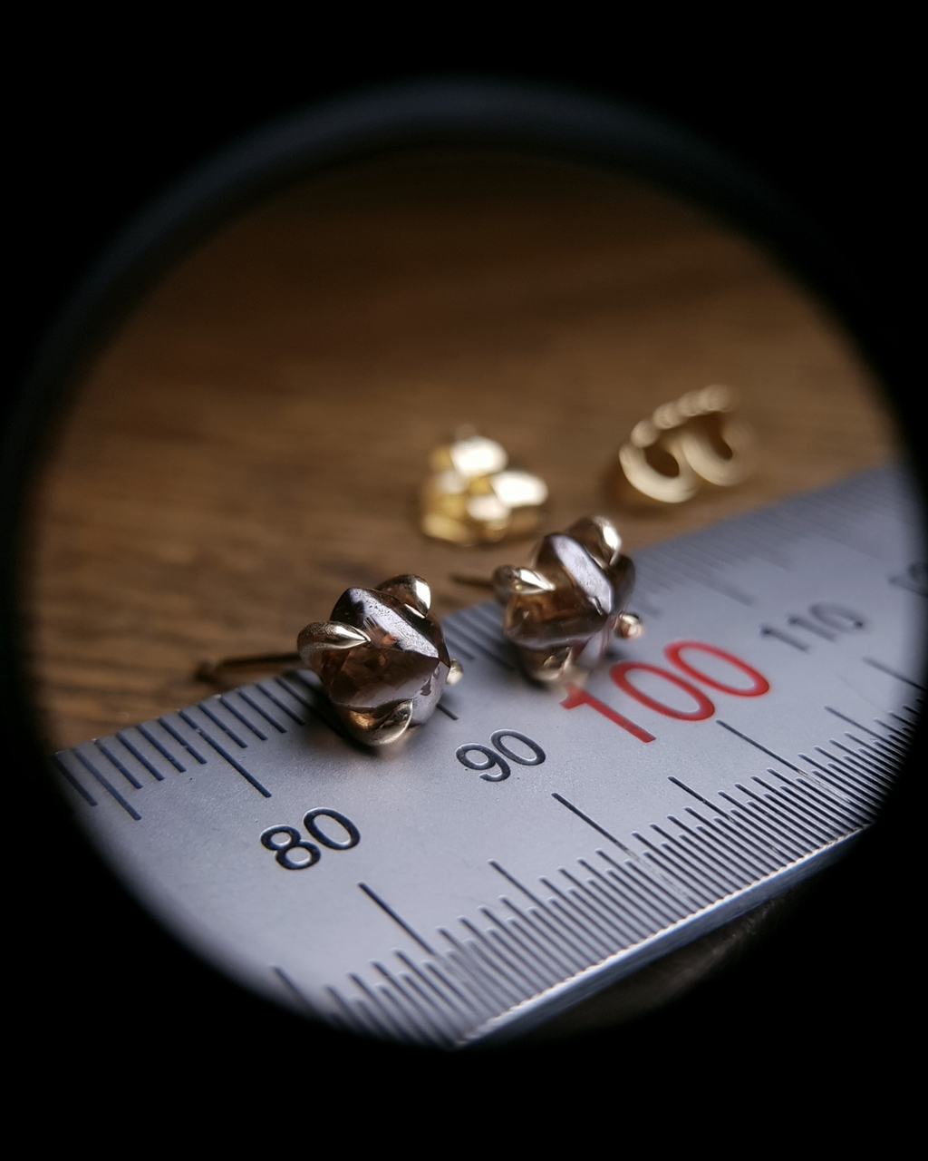 4.38 ct. - Golden Brown Octahedron Ear Studs