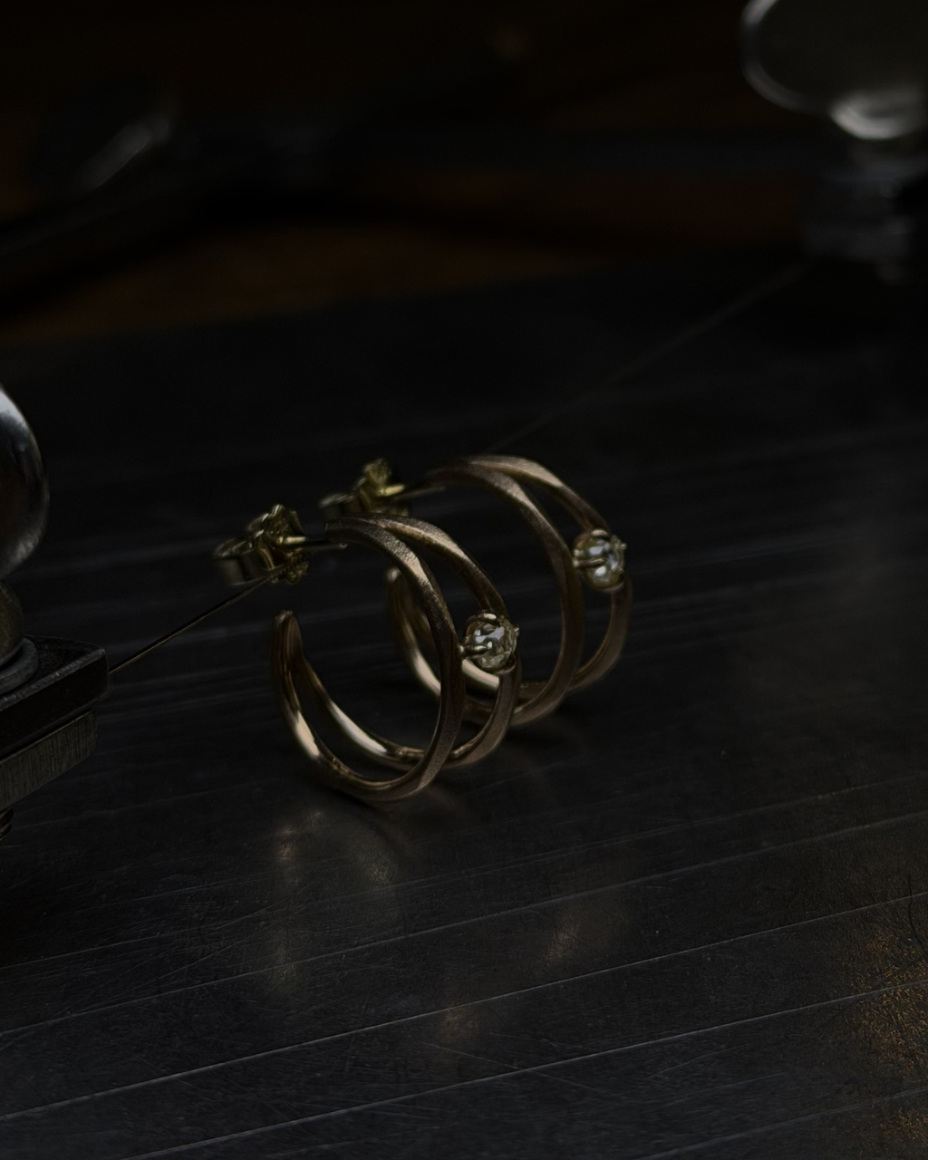 0.36 ct. - Diamond Suns Gold Creole Earrings
