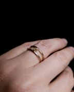 0.21 ct. -  Delicate White Diamond Double Gold Ring