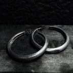 Handcrafted Black Rhodium Silver Creoles
