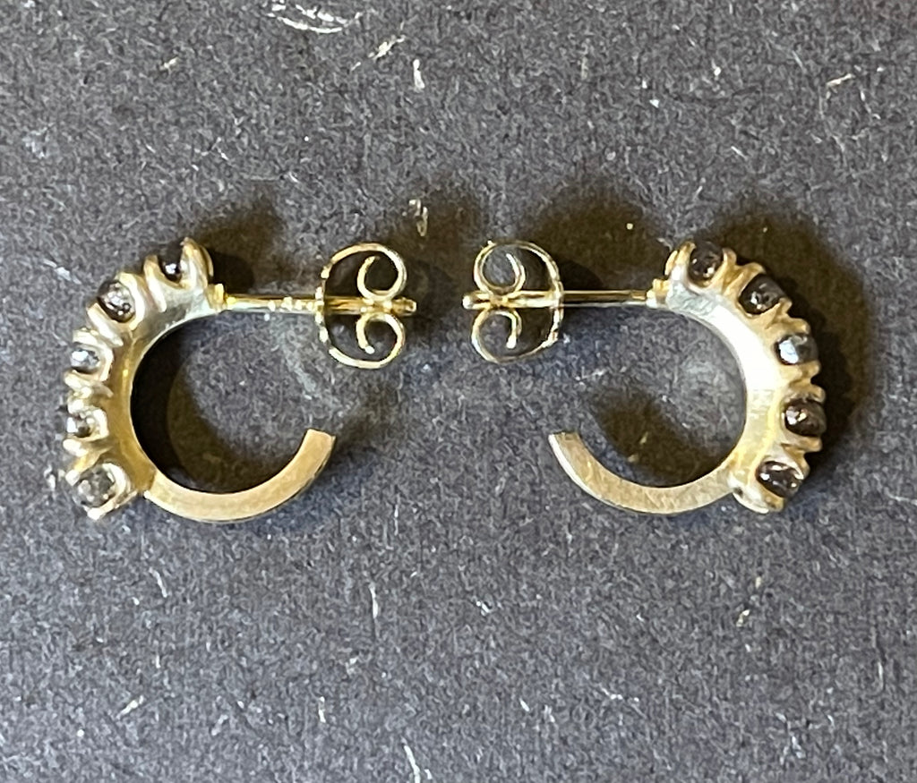 Raw Diamond Gold Creoles – 1.64 ct.
