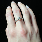 Petite White Rough Diamond White Gold Princess Ring - 0.39 ct.