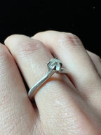 Petite White Rough Diamond White Gold Princess Ring - 0.39 ct.