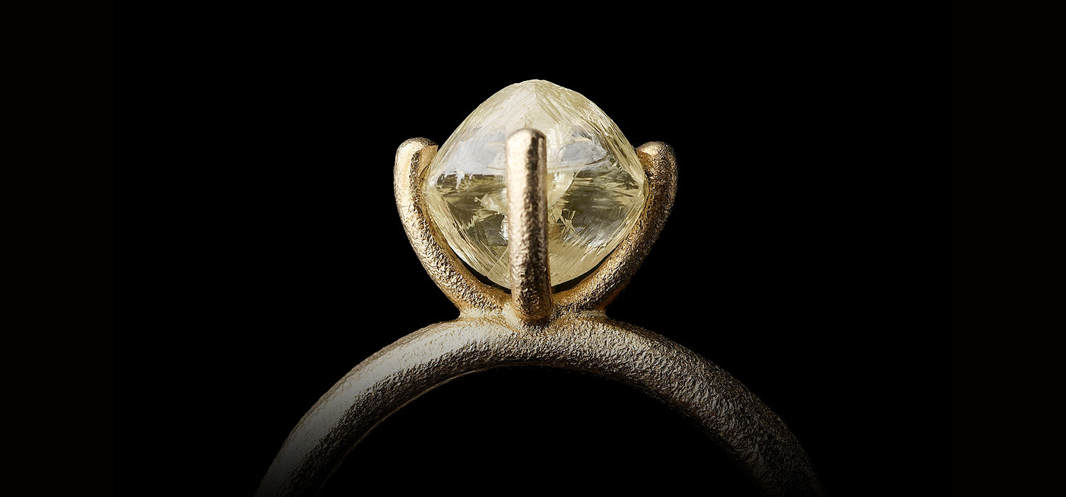 Black uncut raw diamond solitaire ring, 1.35ct. – Cumbrian Designs