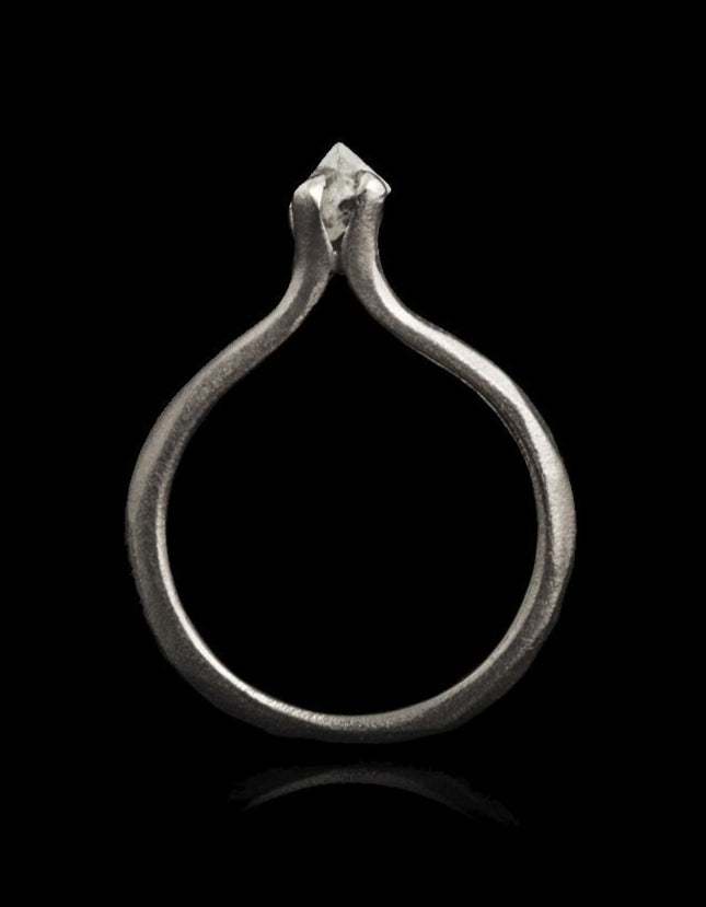 Petite White Rough Diamond White Gold Princess Ring - 0.39 ct.