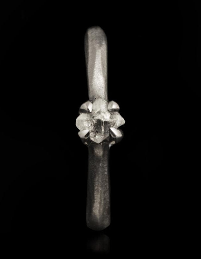 Petite White Rough Diamond White Gold Princess Ring - 0.39 ct.