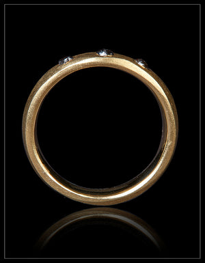 Embedded Black Raw Diamonds in Broad Gold Ring – 0.44 ct.